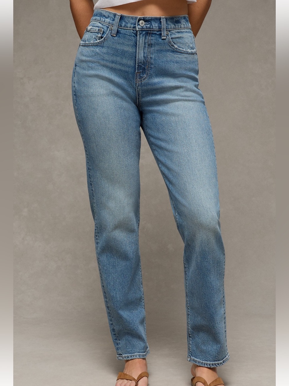 Super High Rise Ankle Straight  Dark Blue Denim Jeans size 14